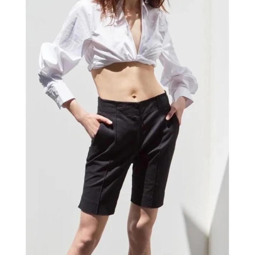 NWT Thakoon Black High-Rise Bermuda Shorts Pockets Women’s Size 8 Minimalist